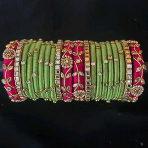 Handmade Floral Silk Thread Bangles Set