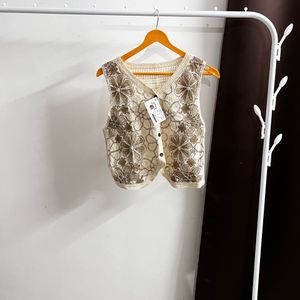 New Beige Crochet Vest Top