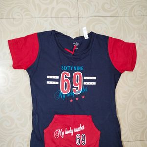 Red & Blue Cotton Tshirt