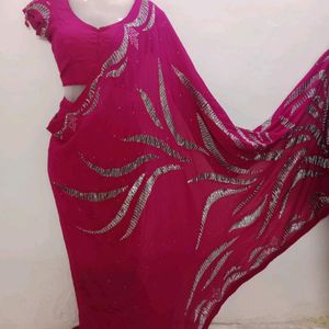 Zari Hand Embrowdari Saree