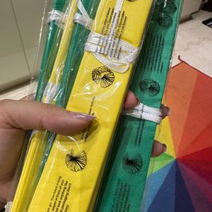 Supreme Quality Tissue Flowers 5 Pcs | Green & yellow