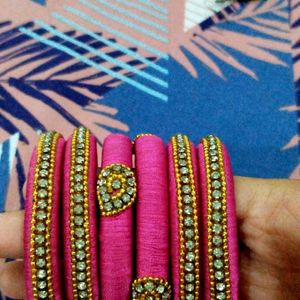 Handmade Pink Thread Bangles (Check Description)