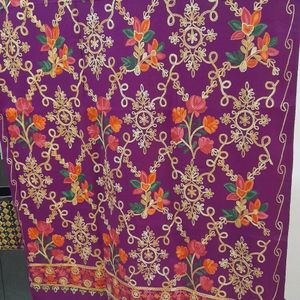 Purple Woollen Suit With Kashmiri Embroidery