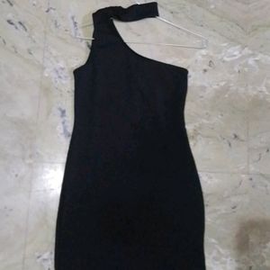 One Side Off Shoulder Black Dress For Girls