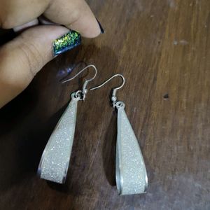 Silver Glittered Earrings