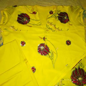 Beautiful Yellow Suit With Flower Design