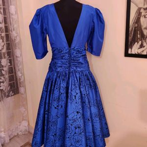 Party Wear Blue And Black Gown