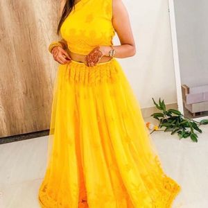 Yellow Crop Top Lehenga