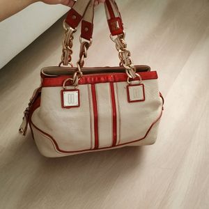 Daks 100% Original Genuine Leather Cream / Red Bag