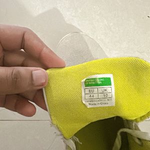 Benetton Men Off White Neon High Top Sneakers