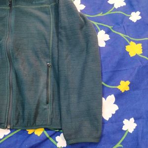 Green Fleece Jacket With Zipped Pockets