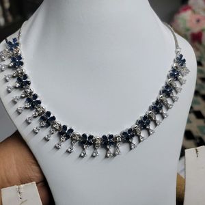 Sapphire With Ad Stones Necklace Set