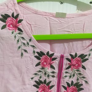 Pink Embroidery Kurti