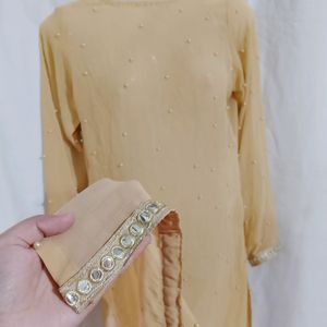 Beige Chiffon Kurta