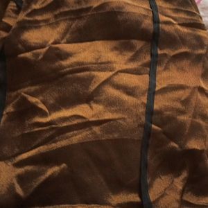 Brown Shinny Saree With Black Patti