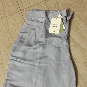 Powder Blue Linen Formal Pants From H&M