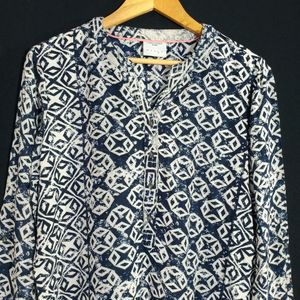 Vera Moda White With Navy Printed Women's  Top