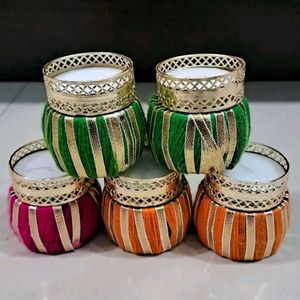 Set Of 5 Drum Style T Light Candle Stand