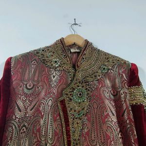 Multi Floral Printed Sharwani With Zardozi Work