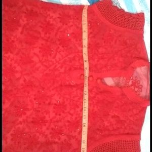 Chikankari Red Kurta