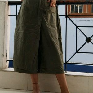 Women High Slit Pleated Cotton Flared Palazzo Pant