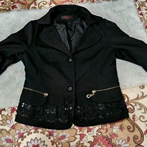 Black Bow Sequin Blazer