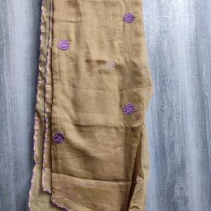 Purple Cream Ethnic Wear With Dupatta