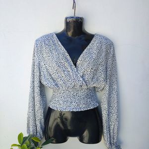 Shein White Pola Dot Top