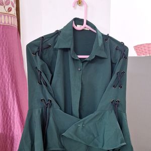 Bottle Green Stylish Shirt-top