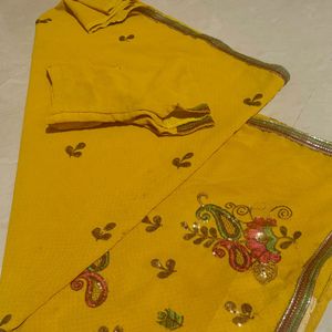 Crepe Yellow Saree