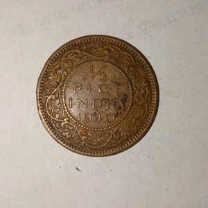 ½ Paise Indian Old Rare Coin...