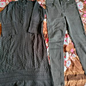 Chikanari Kurti With Jeans