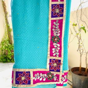 Sea Green Georgette Saree (Women)