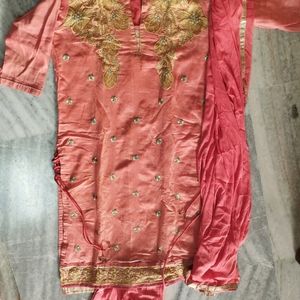 Full Embroidery Kurti Churidar And Dupatta Set