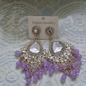 Kundan Purple Earrings