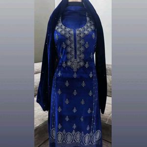 Embroidery Unstitched Velvet Suit