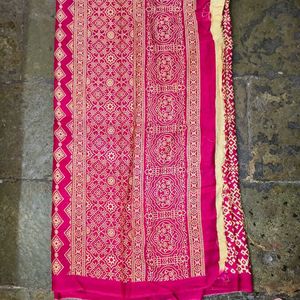 Khadi Silk Ajarakh Printed Saree