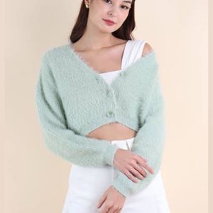 Korean Furry Crop Cardigan