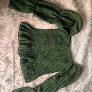 bottle green crop top