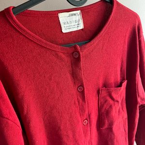 Red Ribbed Sweater Top