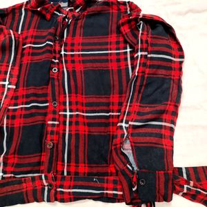 Trendy Crop Checked Shirt With Side Knot