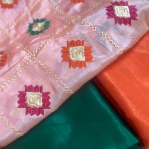 Combo Of Two Dress Material With One Phulkari