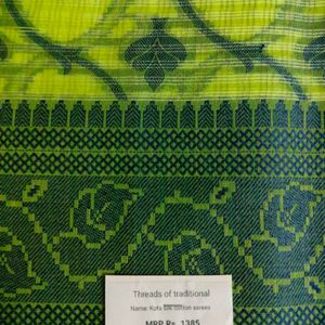 Kora Silk Cotton Saree Green