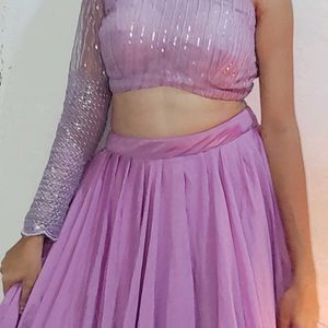 Diwali Sale! Lavender One Shoulder Lehenga