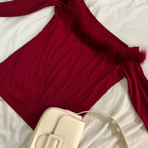 Off Shoulder Furry Top