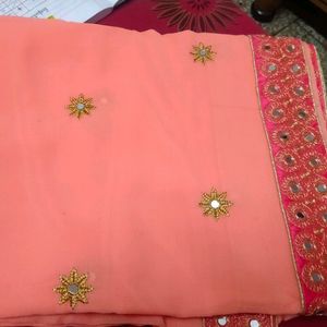 Peach Colour Partywear Saree