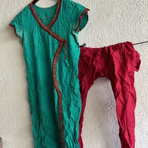 Kurta Set- Chudidar With Green Kurti Design