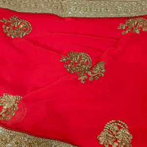 Designer Lightweight Saree With Simple Golden Work