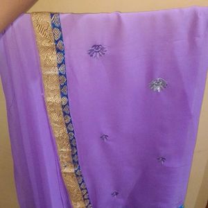 Polyester embroidery Saree