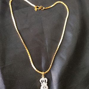 Ad Pendant Gold Plated Chain